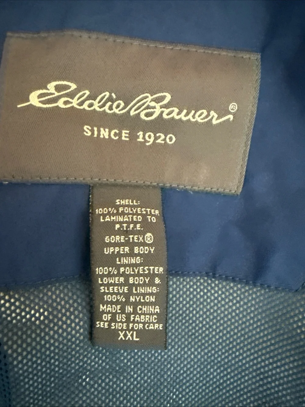 Eddie Bauer Men's Gore-Tex Wind-Resistant Raincoat Size XXL Blue